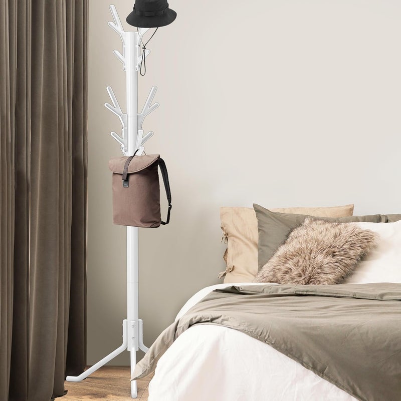 Simple Houseware Standing Coat and Hat Hanger Organizer Tree Shaped Rack for Entryway, Bedroom, and Hallway, 18 Hooks, White - Image 4